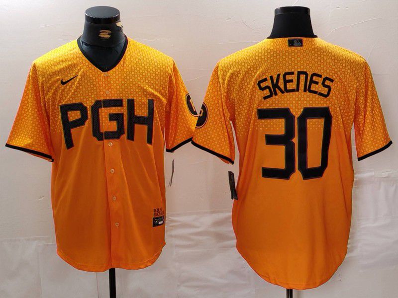 Men Pittsburgh Pirates #30 Skenes Yellow City Edition 2024 Nike MLB Jersey style 1->minnesota vikings->NFL Jersey